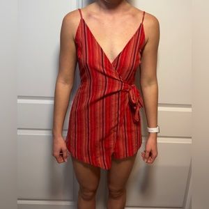 Red, striped, crossover romper from Cotton Candy LA size small